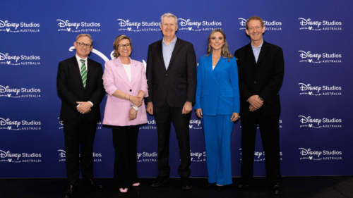 At the Disney Studios Australia press conference. L-R: The Hon Ben Franklin MLC: NSW Minister of the Arts, Kylie Watson-Wheeler: Senior VP and Managing Director of The Walt Disney Company in Australia/NZ, The Hon Tony Burke MP: Federal Minister of the Arts, Yasmine Lintmeijer: Head of Disney Studios Australia, Gil Henry: Vice President, Studio Strategic Planning, Disney Studios Australia, Studio Sourcing & Studio Operations PMO and Finance at The Walt Disney Company.
